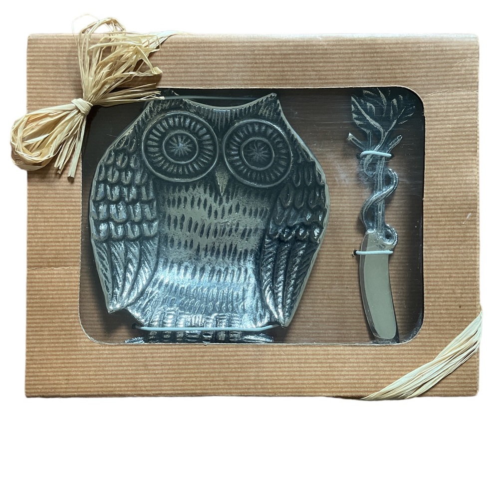 Star Home Owl Tidbit Server & Spreader Set